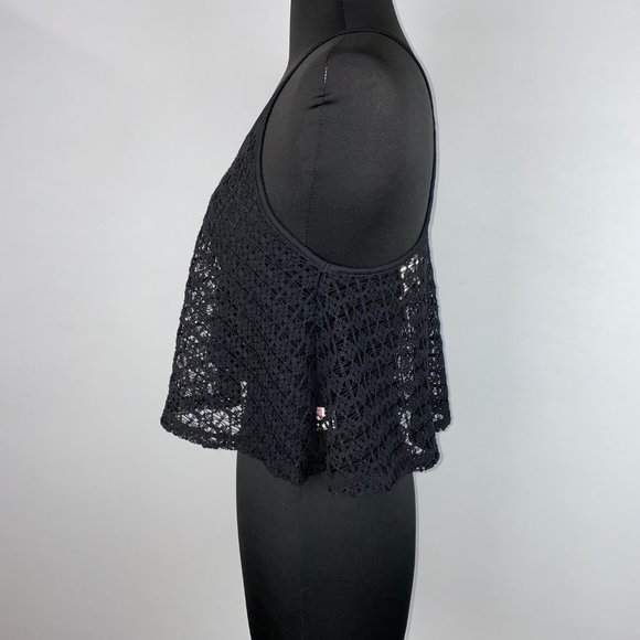 PINK Victoria's Secret XS/S Black Crochet Crop Top - Picture 4 of 9